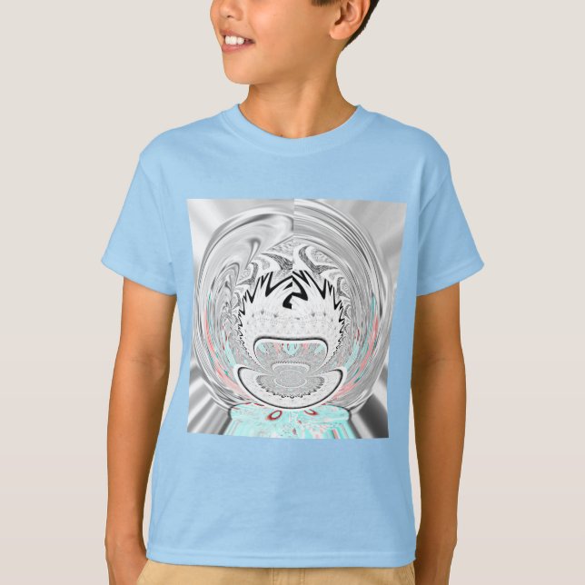 Modern Urban Ash Grey Flora Abstract Pattern Art  T-Shirt (Front)