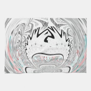 Modern Urban Ash Grey Flora Abstract Pattern Art  Tea Towel