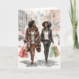 Modern Urban Black Women Christmas Card