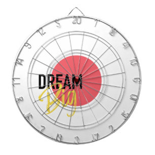 Modern, urban, bold, vibrant design of Dream Big Dartboard