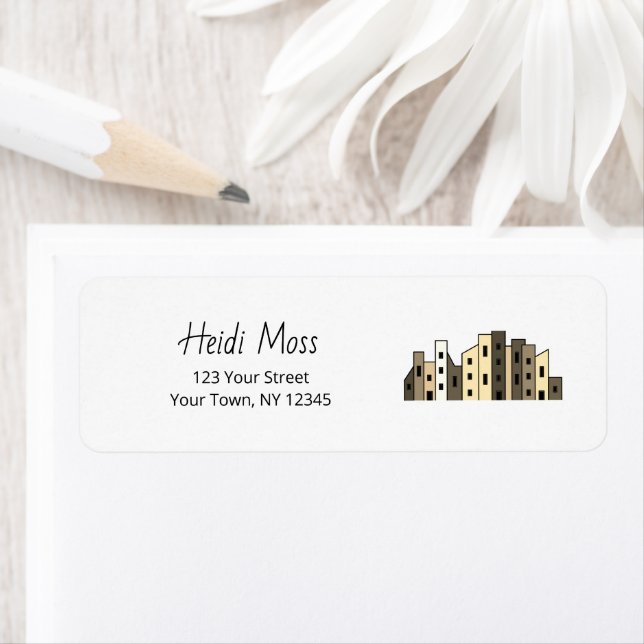 Modern Urban City Skyline Return Address Label (Insitu)
