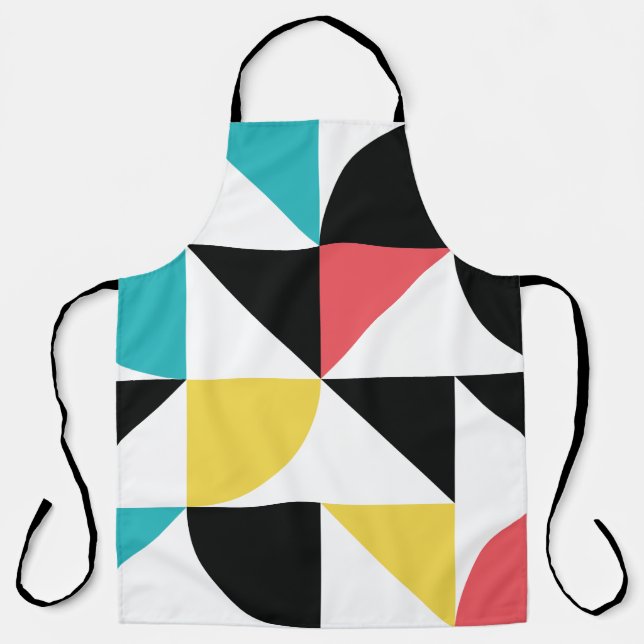 Modern, urban, colourful, fun geometric pattern apron (Front)