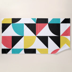Modern, urban, colourful, fun geometric pattern beach towel
