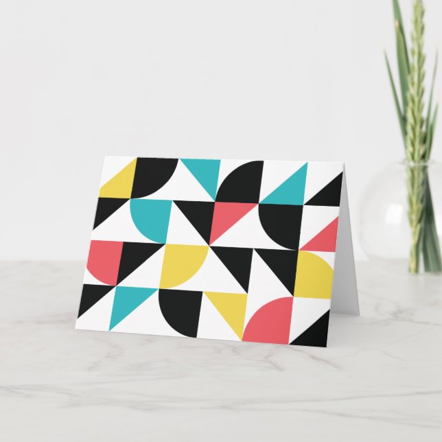 Modern, urban, colourful, fun geometric pattern card (Front)
