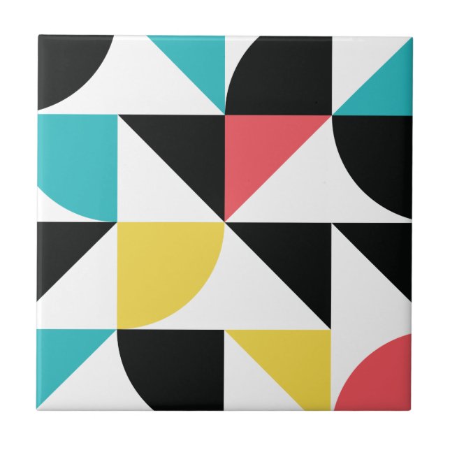 Modern, urban, colourful, fun geometric pattern ceramic tile (Front)