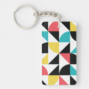 Modern, urban, colourful, fun geometric pattern key ring