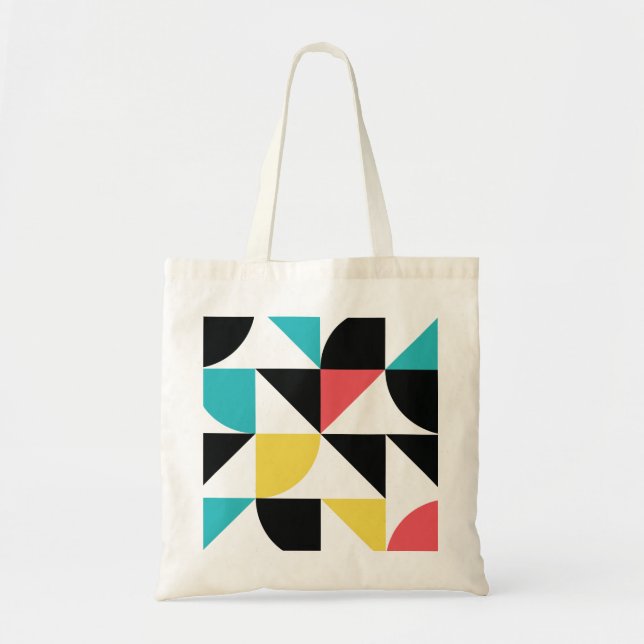 Modern, urban, colourful, fun geometric pattern tote bag (Front)