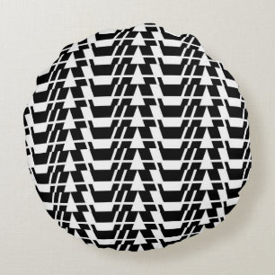 Modern, urban, cool, bold trendy geometric pattern round cushion