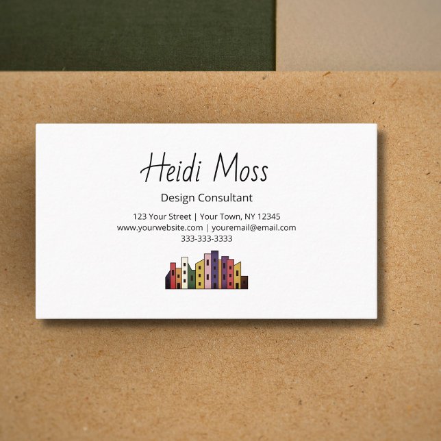 Modern Urban Design Consultant Colourful Skyline Business Card (Creator Uploaded)