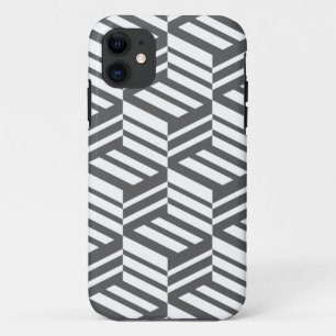 Modern, urban, dynamic bold geometric cube pattern iPhone 11 case