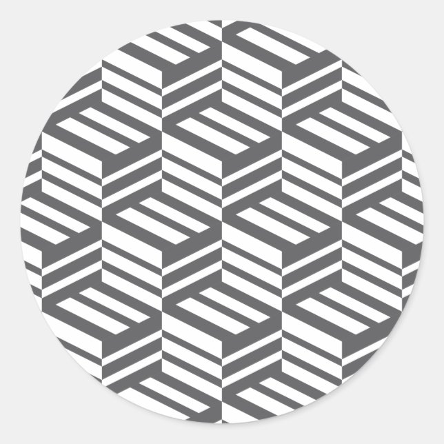 Modern, urban, dynamic bold geometric cube pattern classic round sticker (Front)