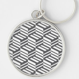 Modern, urban, dynamic bold geometric cube pattern key ring