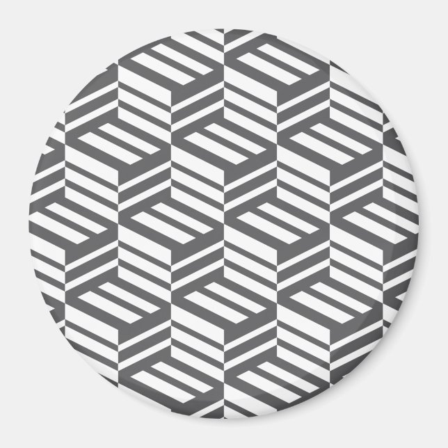 Modern, urban, dynamic bold geometric cube pattern magnet (Front)
