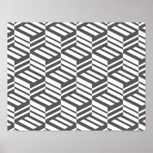 Modern, urban, dynamic bold geometric cube pattern poster