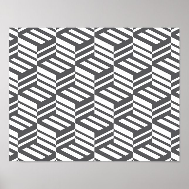 Modern, urban, dynamic bold geometric cube pattern poster (Front)