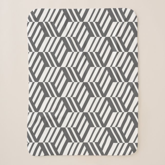 Modern, urban, dynamic bold geometric cube pattern sherpa blanket (Front)