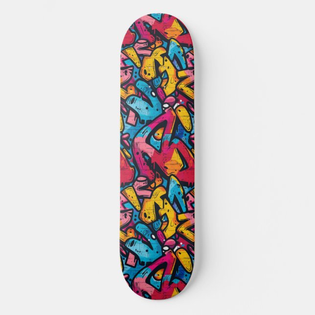 Modern Urban Graffiti Grunge Pattern Skateboard (Front)
