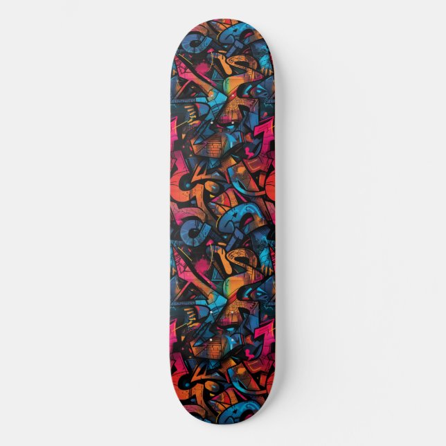 Modern Urban Graffiti Grunge Pattern Skateboard (Front)