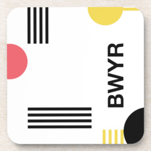 Modern, urban graphic with typography and shapes coaster