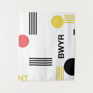 Modern, urban graphic with typography and shapes tapestry