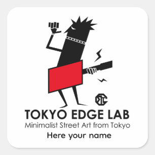 Modern Urban Guitar Player Graphic-Tokyo Edge Lab Square Sticker