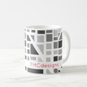 Modern Urban Map Black White Grey Office Name Coffee Mug