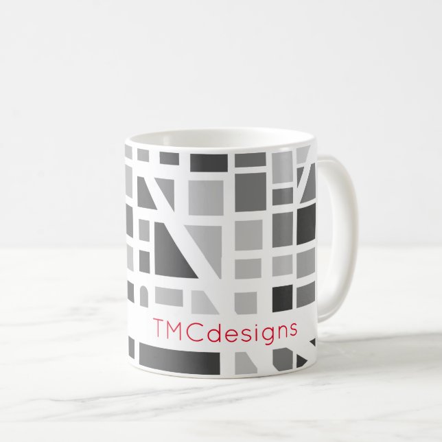 Modern Urban Map Black White Grey Office Name Coffee Mug (Front Right)