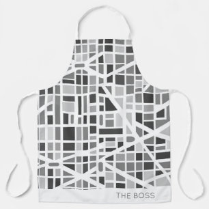 Modern Urban Map Grey White NAME Neighbourhood Fun Apron