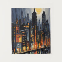 Modern Urban Nightscape – City Skyline at Dusk Art