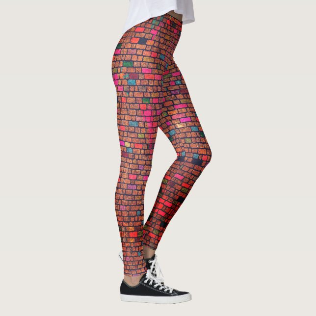 Modern Urban Painted Bricks Pattern Leggings (Right)