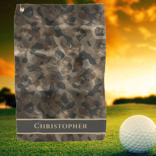Modern Urban Retro Camo Golfer Monogrammed Name Golf Towel