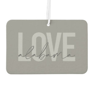 Modern, urban, simple, cool design Love Alabama Car Air Freshener