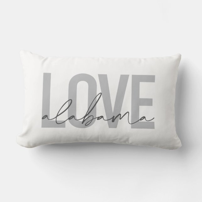 Modern, urban, simple, cool design Love Alabama Lumbar Cushion (Front)