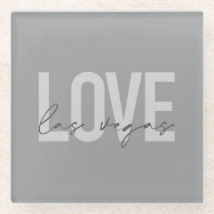 Modern, urban, simple, cool design Love Las Vegas Glass Coaster