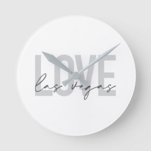 Modern, urban, simple, cool design Love Las Vegas Round Clock