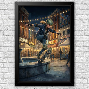 Modern Urban Skateboard Bedroom Wall Poster