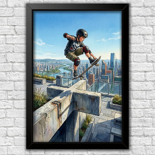 Modern Urban Skateboard Bedroom Wall Poster