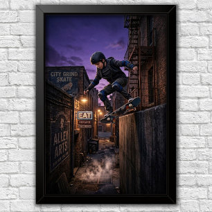 Modern Urban Skateboard Bedroom Wall Poster