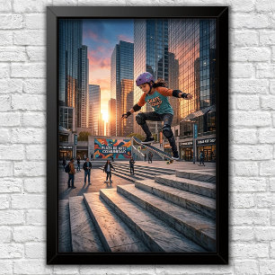 Modern Urban Skateboard Bedroom Wall Poster