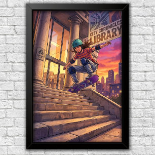 Modern Urban Skateboard Bedroom Wall Poster