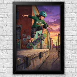 Modern Urban Skateboard Bedroom Wall Poster