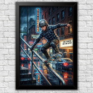 Modern Urban Skateboard Bedroom Wall Poster