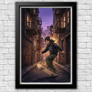 Modern Urban Skateboard Bedroom Wall Poster