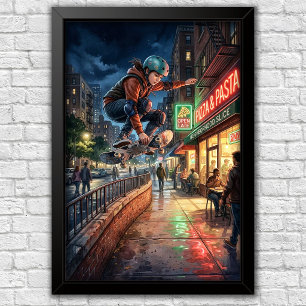 Modern Urban Skateboard Bedroom Wall Poster