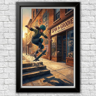 Modern Urban Skateboard Bedroom Wall Poster