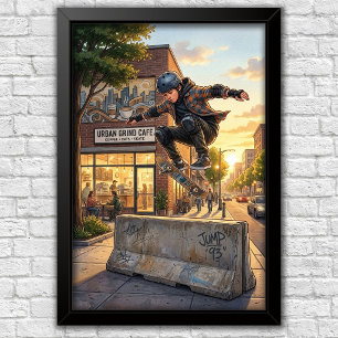 Modern Urban Skateboard Bedroom Wall Poster