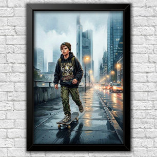 Modern Urban Skateboard Bedroom Wall Poster