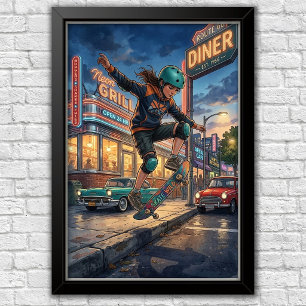 Modern Urban Skateboard Bedroom Wall Poster