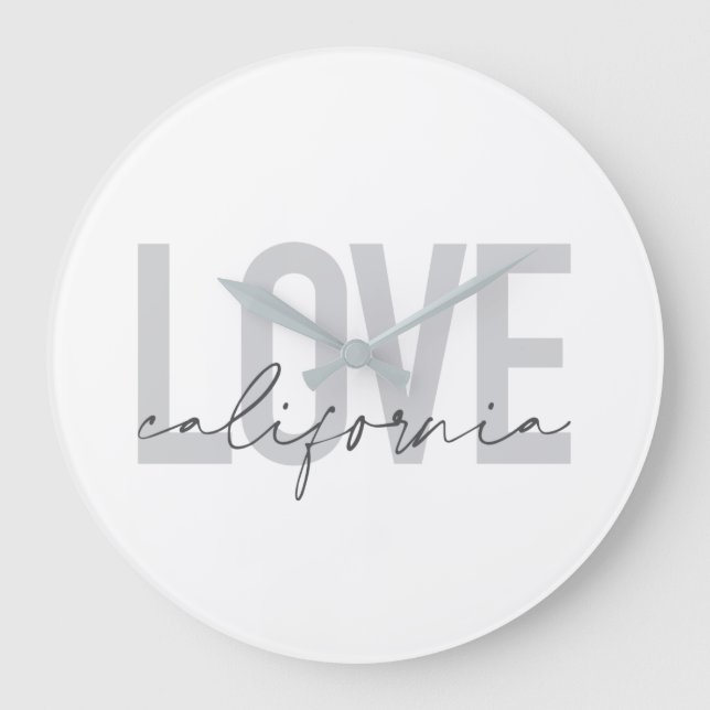 Modern, urban, trendy, cool design Love California Large Clock (Front)