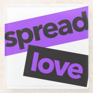 Modern, urban, vibrant, trendy graphic Spread Love Glass Coaster